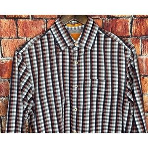 Tommy Bahama Mens Casual Dress Button Front Long Sleeve Small Plaid Cotton Shirt